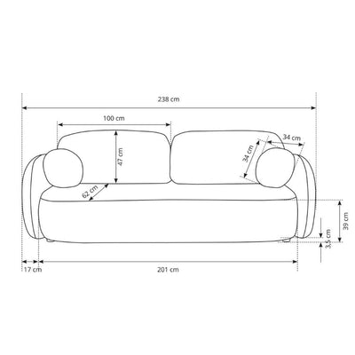 Sofa 3-osobowa z funkcją spania 142x200 z pojemnikiem w stylu art deco, tkanina Aragon | OLEMO