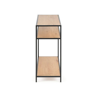 Skeleto 100x79 Wild Oak console table, side view – a narrow console table for the hall with shelves