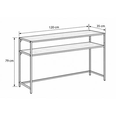 Skeleto console table 120x79 – dimensional drawing showing width, height and depth