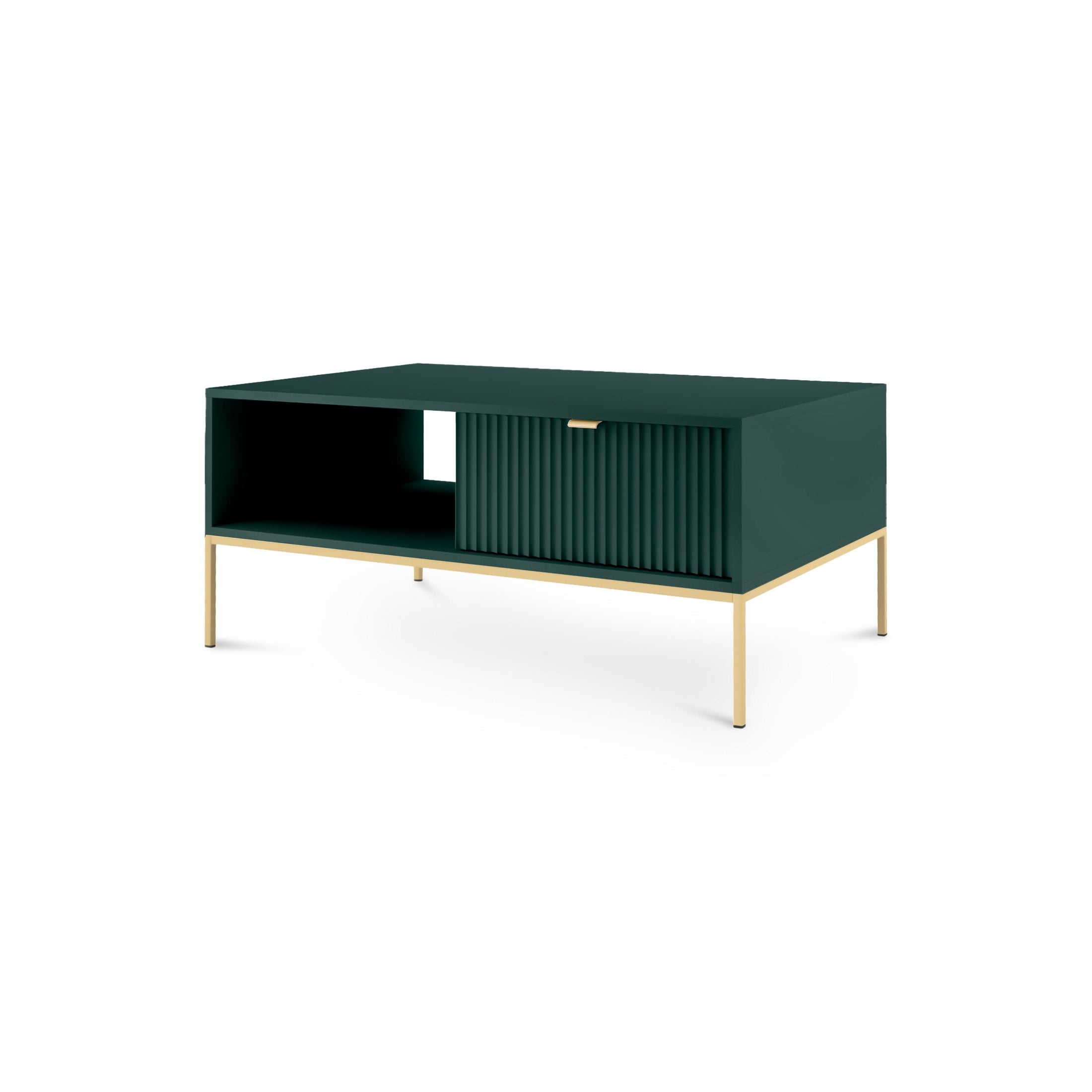 Stolik kawowy 104x46 z szufladą w stylu nowoczesnym | Roza Labrador Green Złota