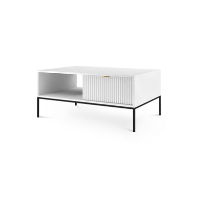 Stolik kawowy 104x46 z szufladą w stylu nowoczesnym | Roza Biały Czarny