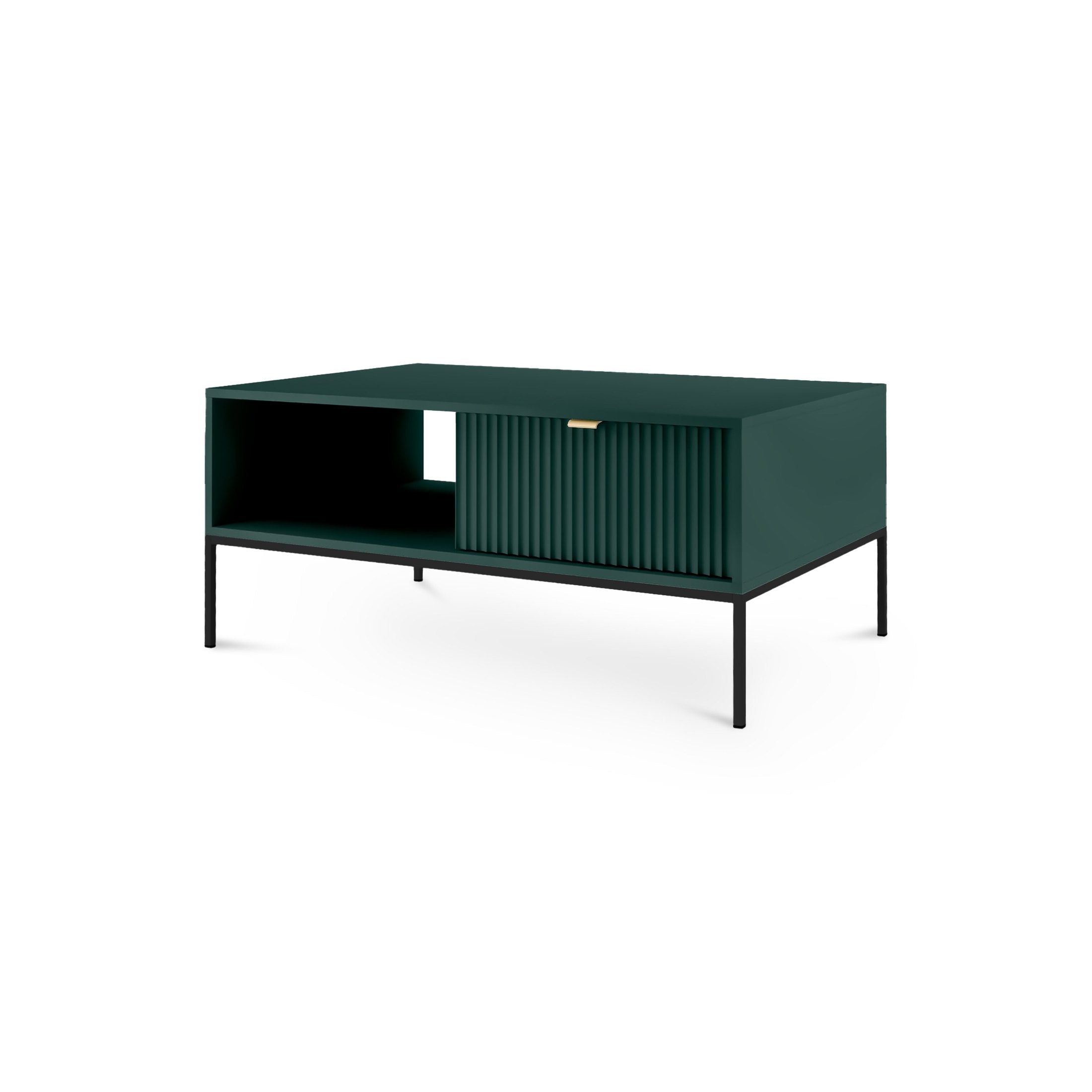 Stolik kawowy 104x46 z szufladą w stylu nowoczesnym | Roza Labrador Green Czarny