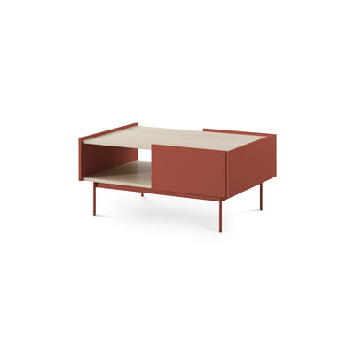 Stolik kawowy 97x45 w stylu nowoczesnym z szufladą i półką | Bema Ceramic Red