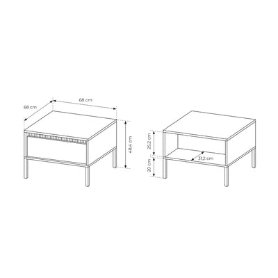 Stolik kawowy 68x48 z szufladą w stylu minimalistycznym | Senra