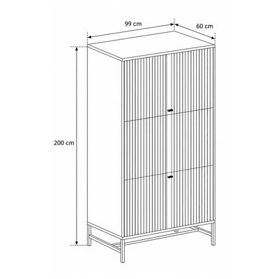 Bambouz 99x200 wardrobe – dimensional drawing showing width, height and depth
