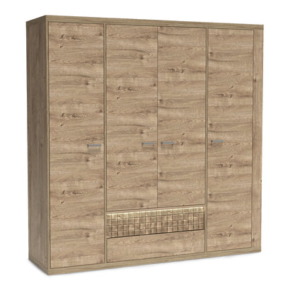 Korin wardrobe 201x196 with LED – warm light above the decorative front, wardrobe with LED lighting
