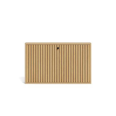 Bambouz 72x43 oak shoe cupboard – front view of the closed slatted front