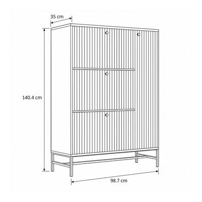 Bambouz 99x141 shoe cupboard – dimensional drawing showing width, height and depth