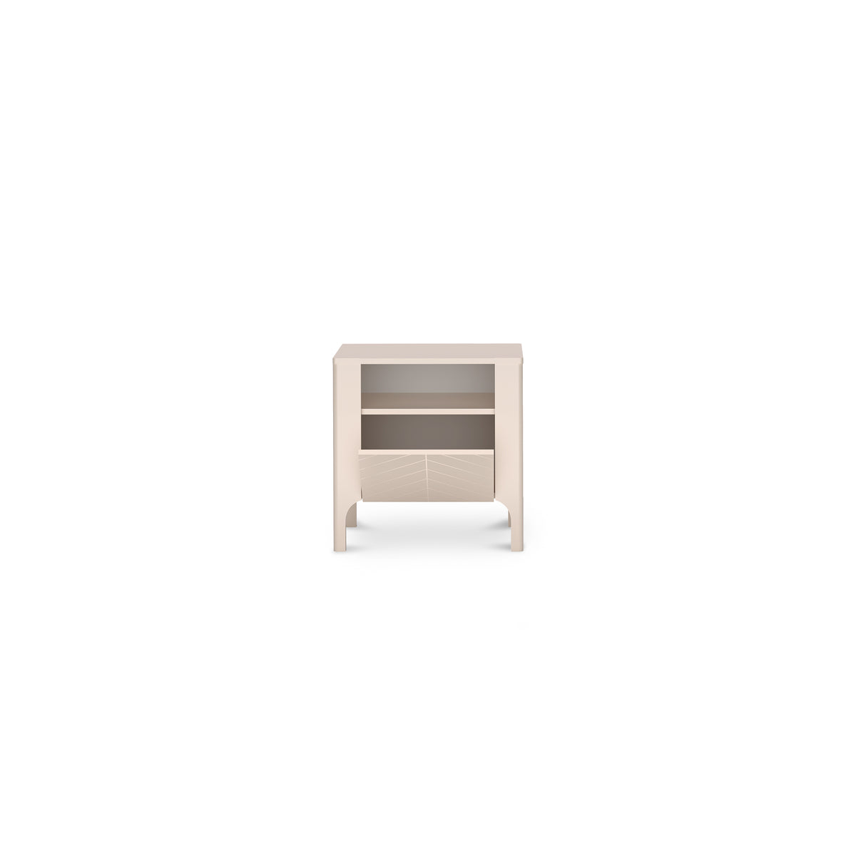 EKLIPSO bedside table 54x57 with an open niche in a modern style, colour Cashmere – open view | Pillovely