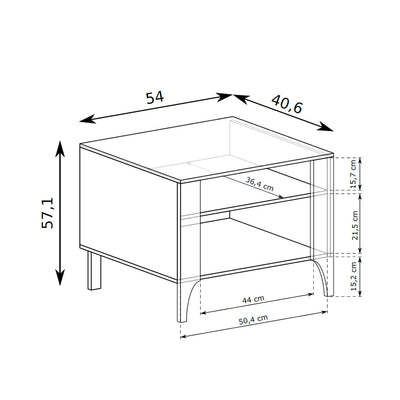 EKLIPSO bedside table 54x57 with an open niche in a modern style – dimension drawing | Pillovely