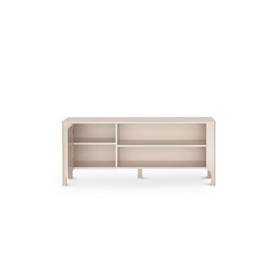EKLIPSO TV cabinet 135x57 with open shelving in a modern style, colour Cashmere – open view | Pillovely