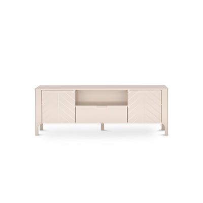 EKLIPSO TV cabinet 160x57 with herringbone fronts in a modern style, colour Cashmere – front view | Pillovely