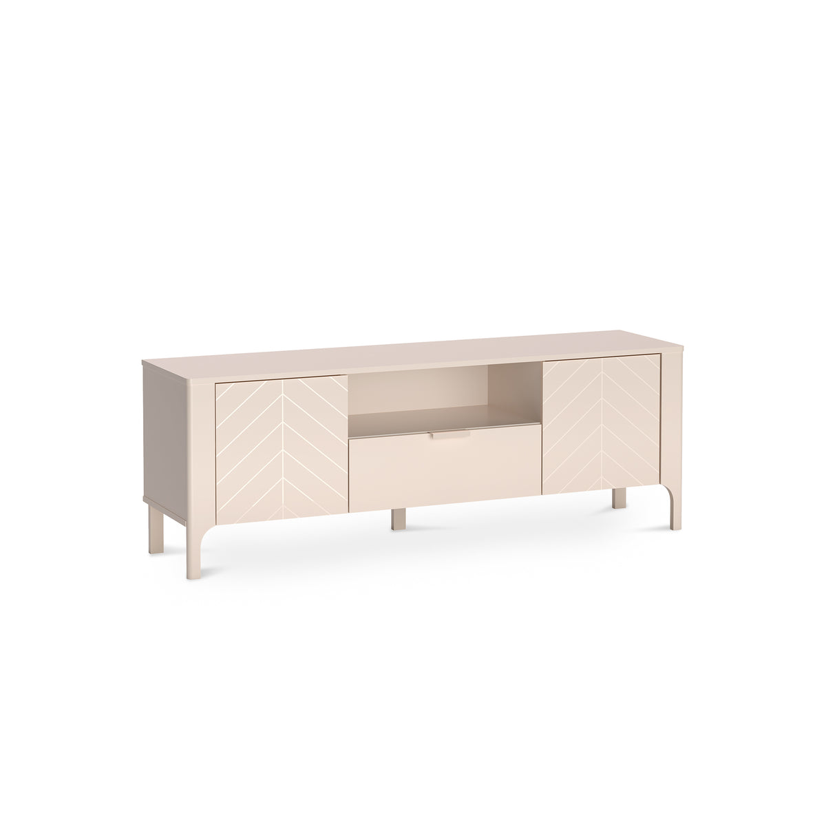 EKLIPSO TV cabinet 160x57 with herringbone fronts in a modern style, colour Cashmere – main image | Pillovely