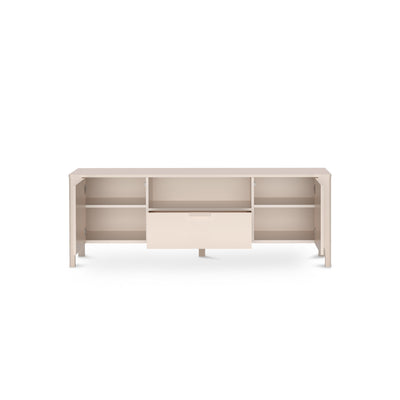 EKLIPSO TV cabinet 160x57 with herringbone fronts in a modern style, colour Cashmere – open view | Pillovely
