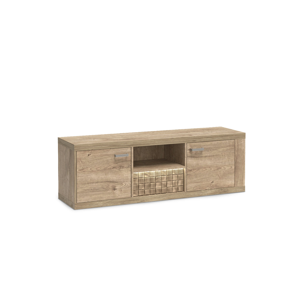 Korin TV cabinet 151x51 with LED – warm light above the ribbed drawer front, TV cabinet with LED