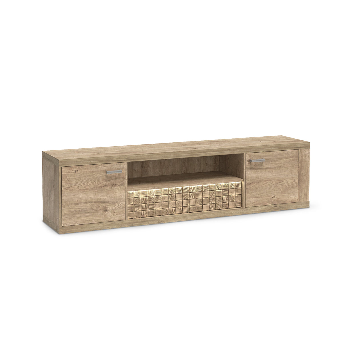 Korin TV cabinet 196x51 with LED – warm light above the ribbed drawer front, TV cabinet with LED