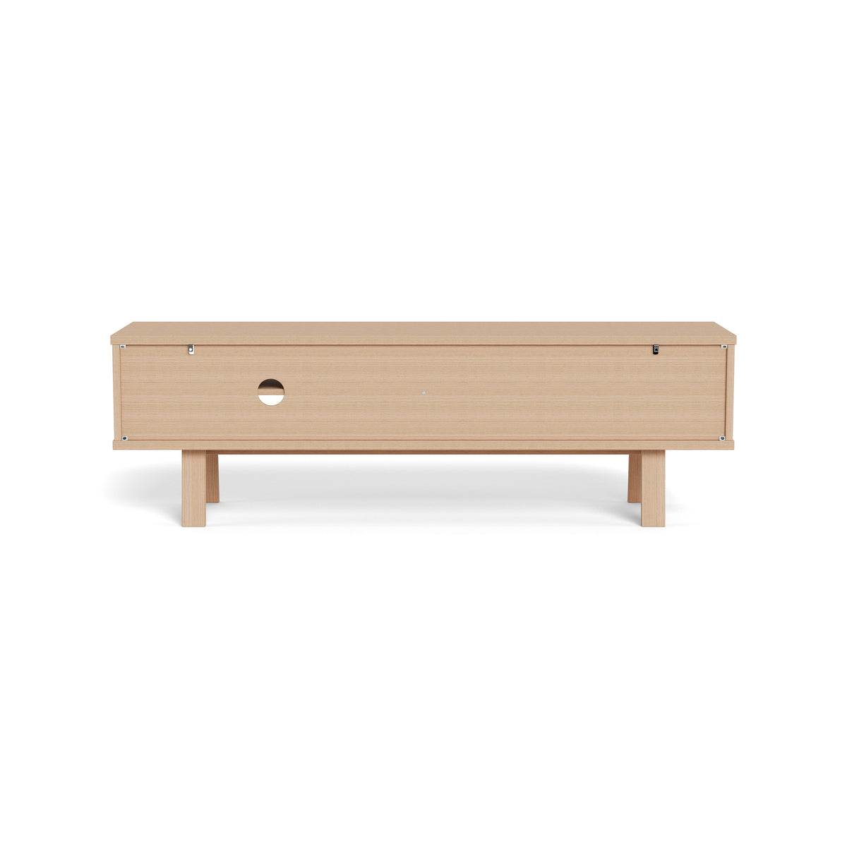Lurisse TV cabinet 160x50, bleached oak – rear view, cable opening in the rear panel