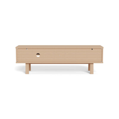 Lurisse TV cabinet 160x50, bleached oak – rear view, cable opening in the rear panel