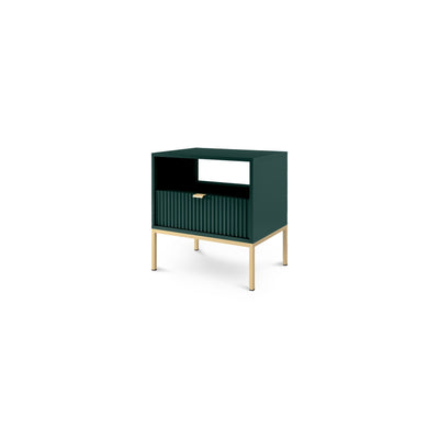 Szafka nocna z szufladą 54x56 cm w stylu glamour | Roza Labrador Green Złota