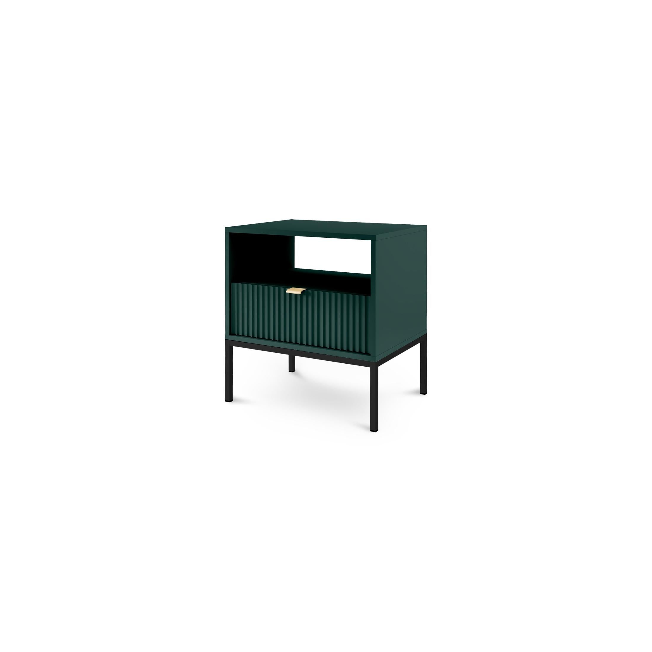 Szafka nocna z szufladą 54x56 cm w stylu glamour | Roza Labrador Green Czarny