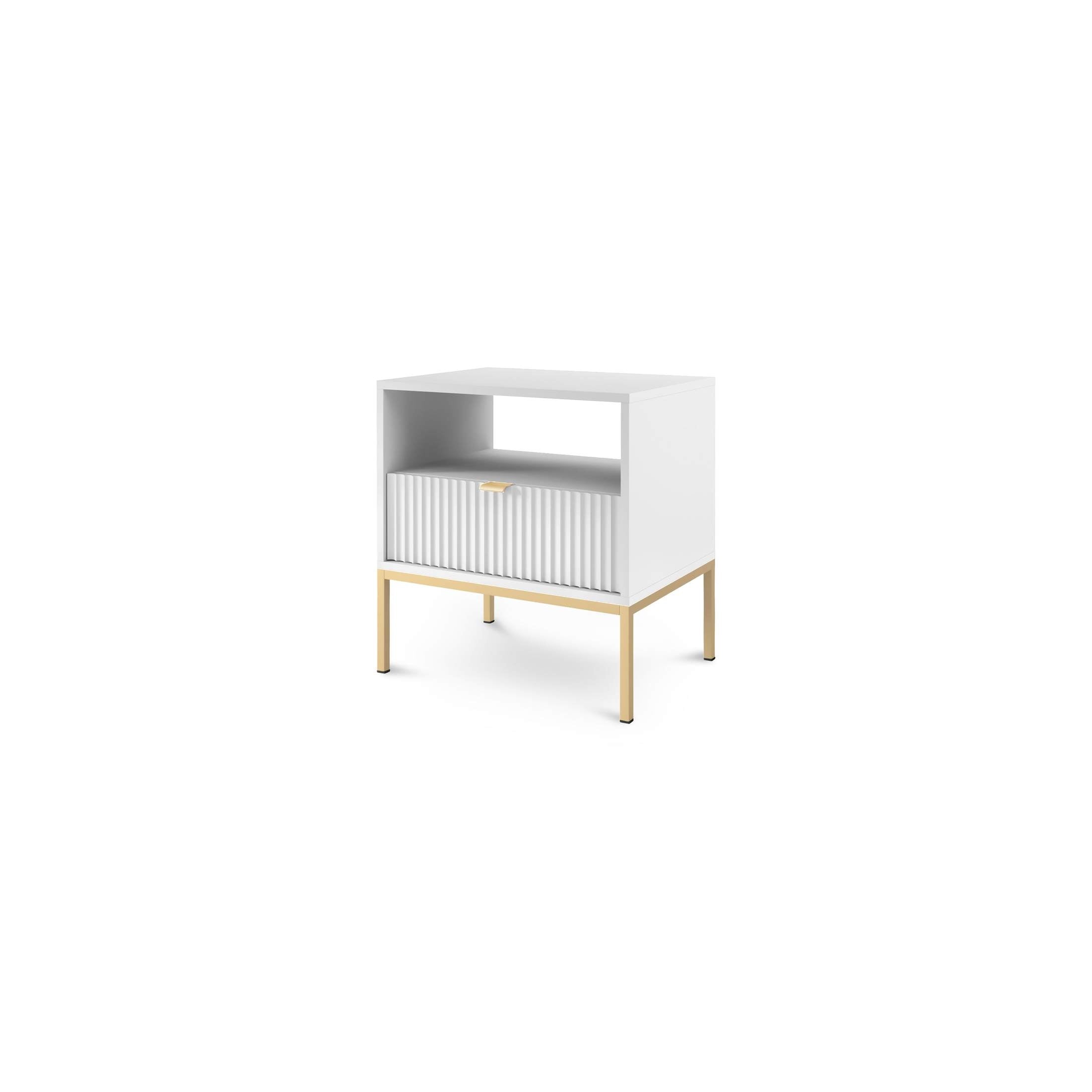 Szafka nocna z szufladą 54x56 cm w stylu glamour | Roza Biały Złota