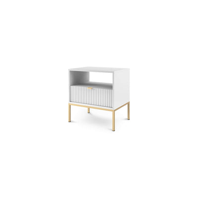 Szafka nocna z szufladą 54x56 cm w stylu glamour | Roza Biały Złota