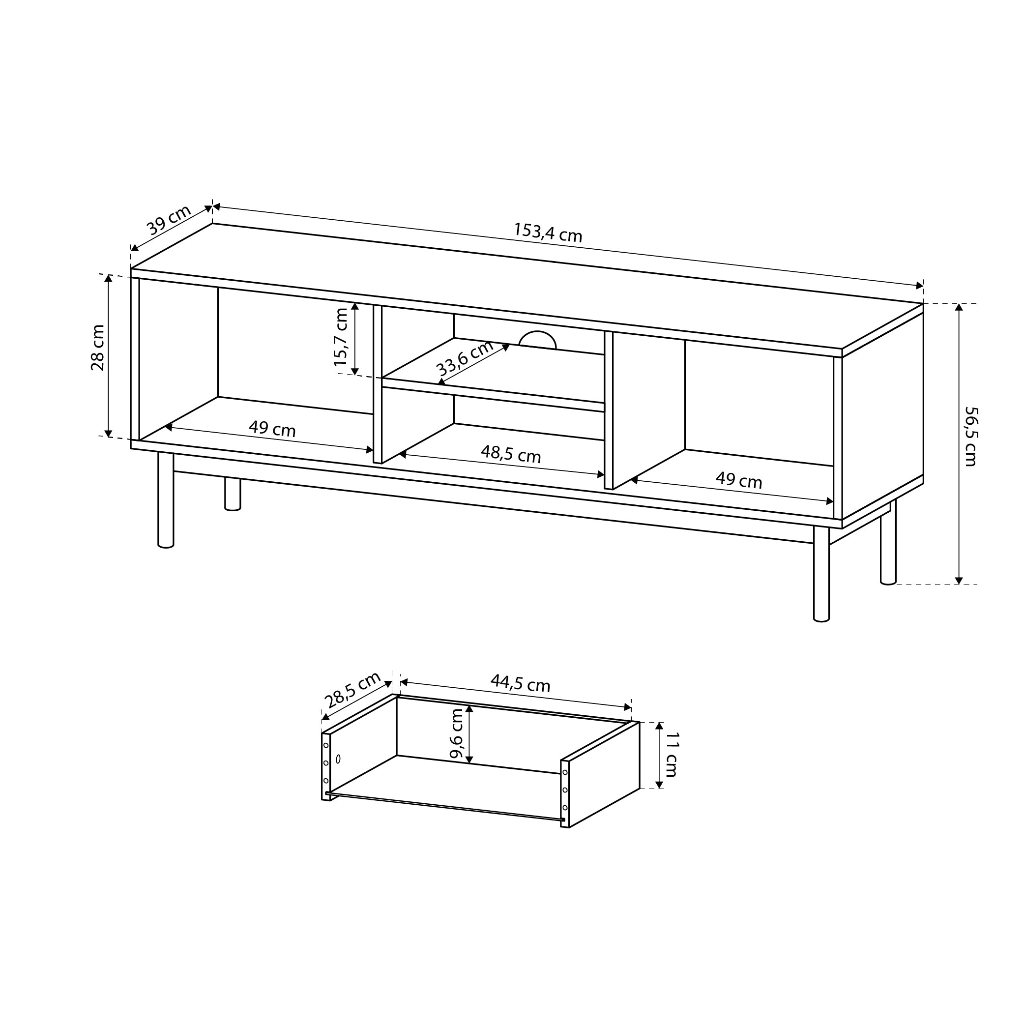 TV cabinet 154x57 in minimalist style | Sabi