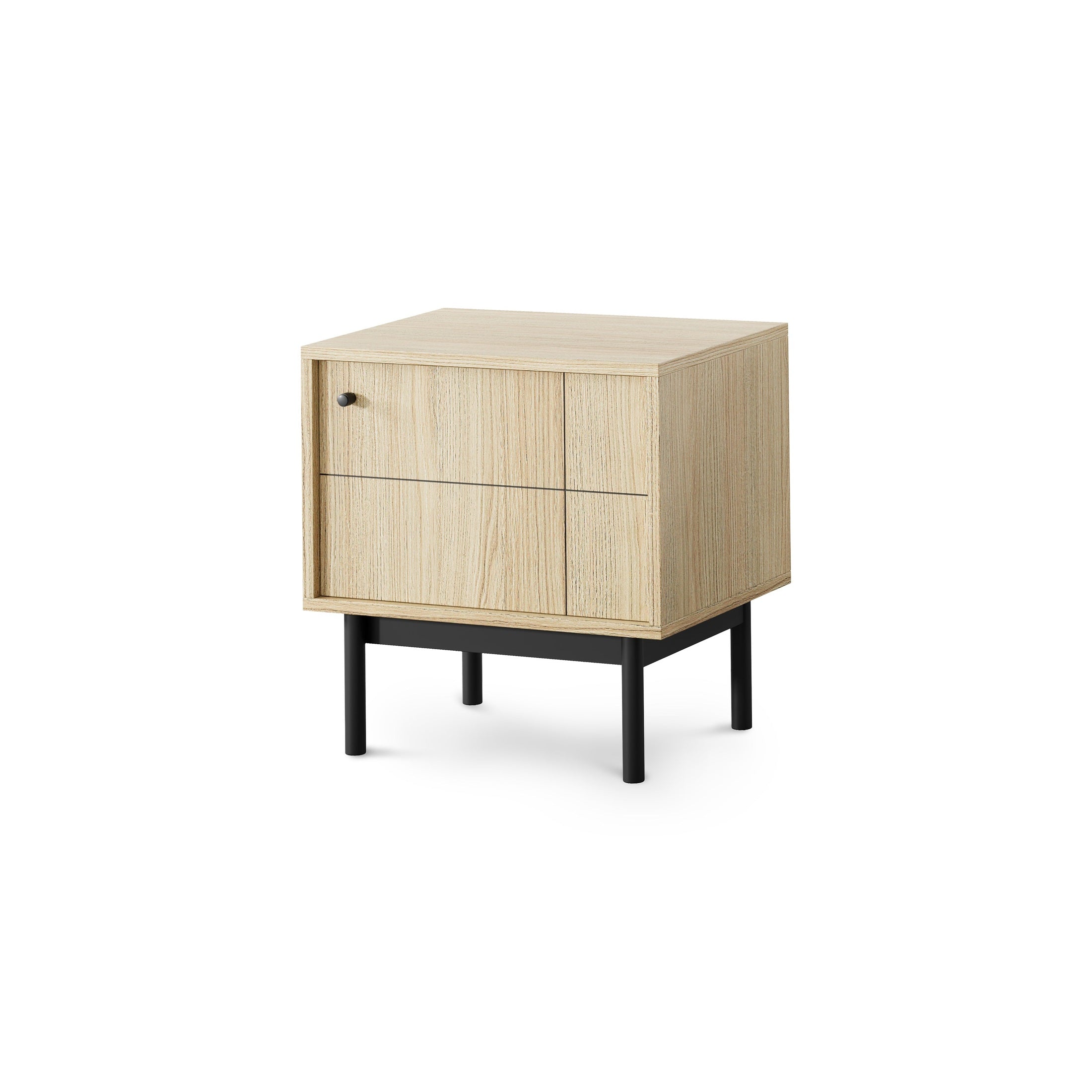 Szafka nocna z zamykaną szafką 54x57 cm w stylu japandi | Sabi Dąb Linea
