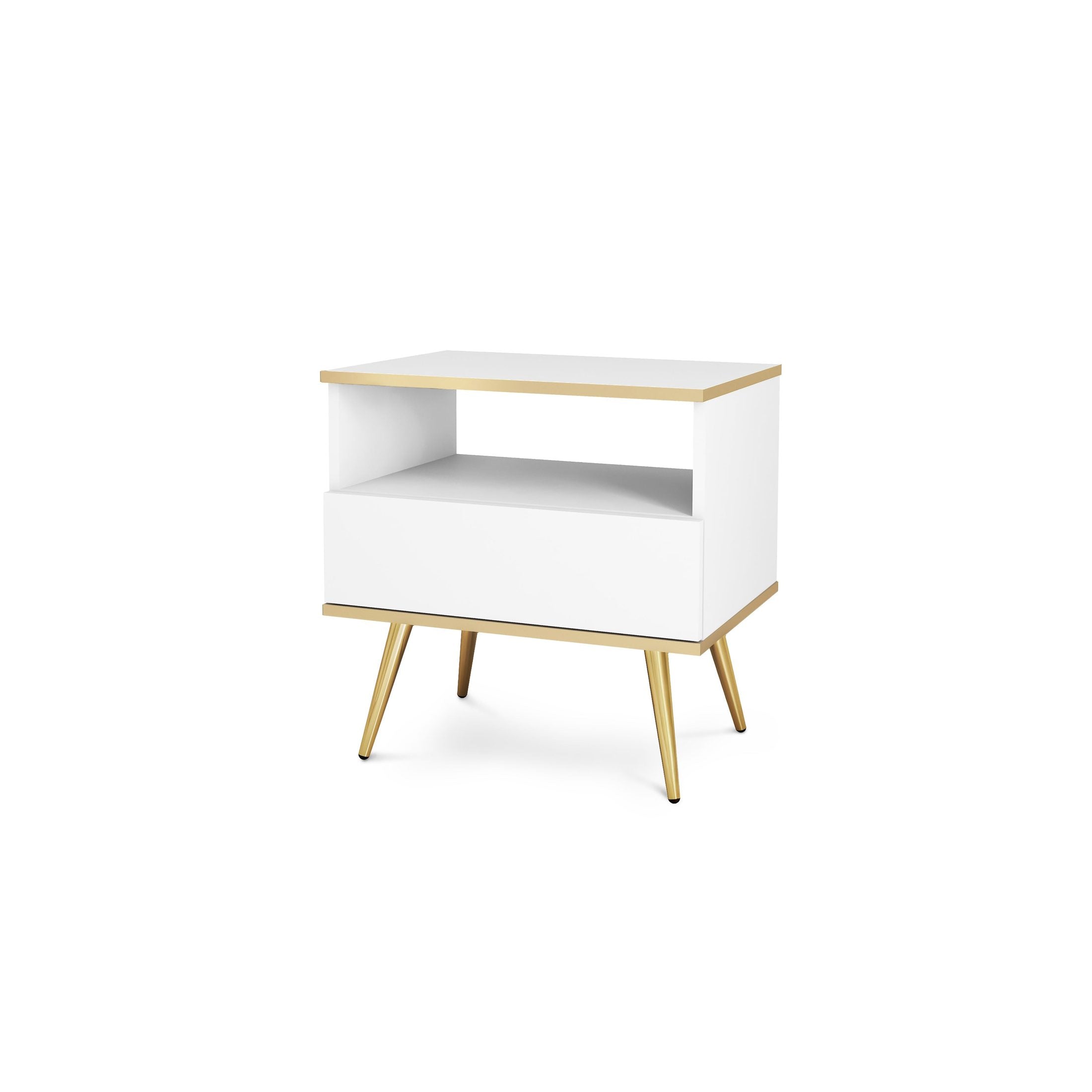 Szafka nocna 54x59 cm w stylu modern classic | Meva Biały Złota