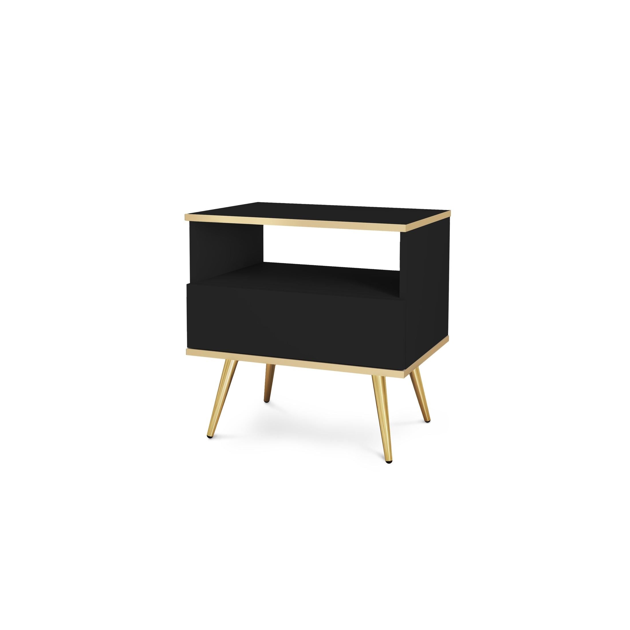 Szafka nocna 54x59 cm w stylu modern classic | Meva Czarny Złota