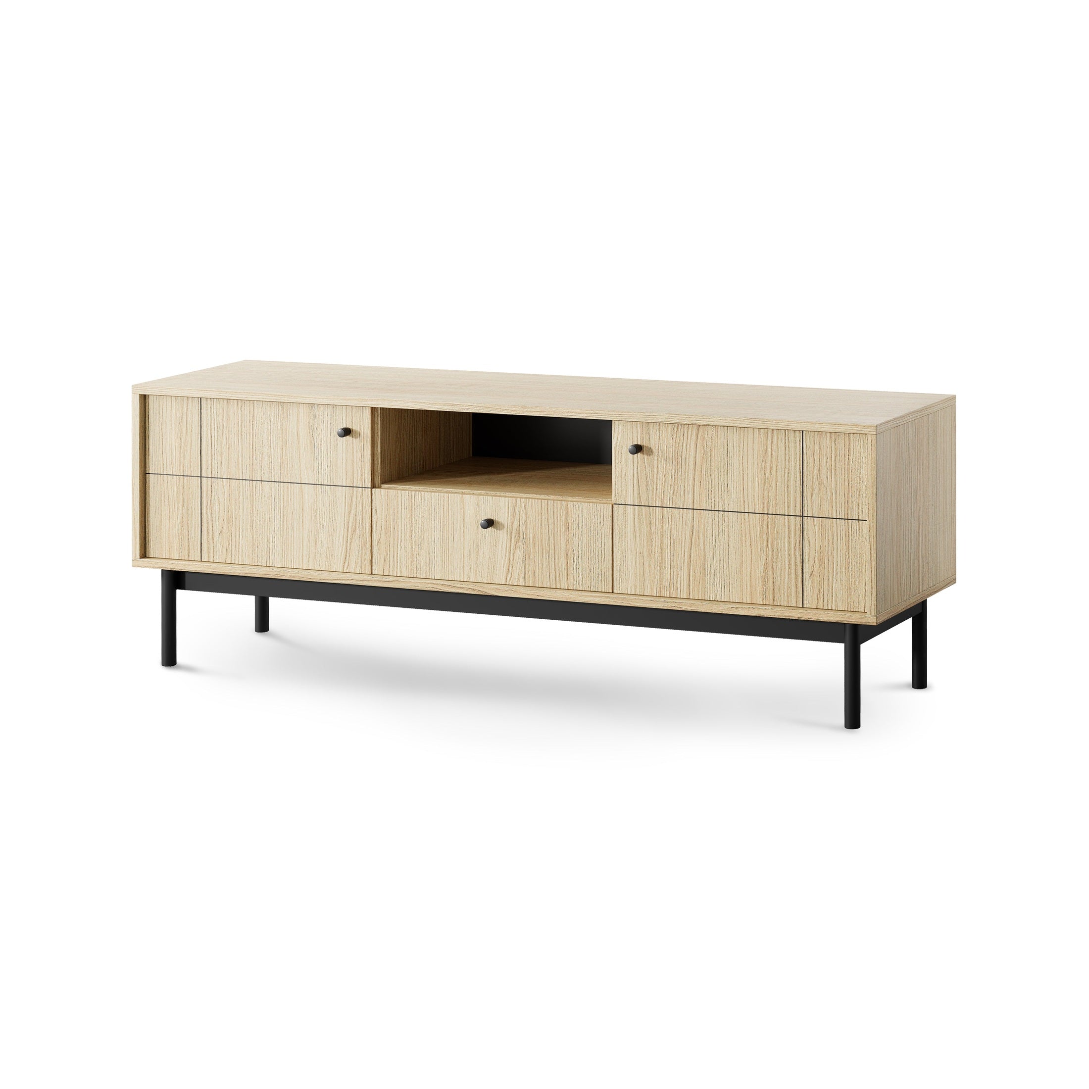 Szafka RTV 154x57 w stylu minimalistycznym | Sabi Dąb Linea