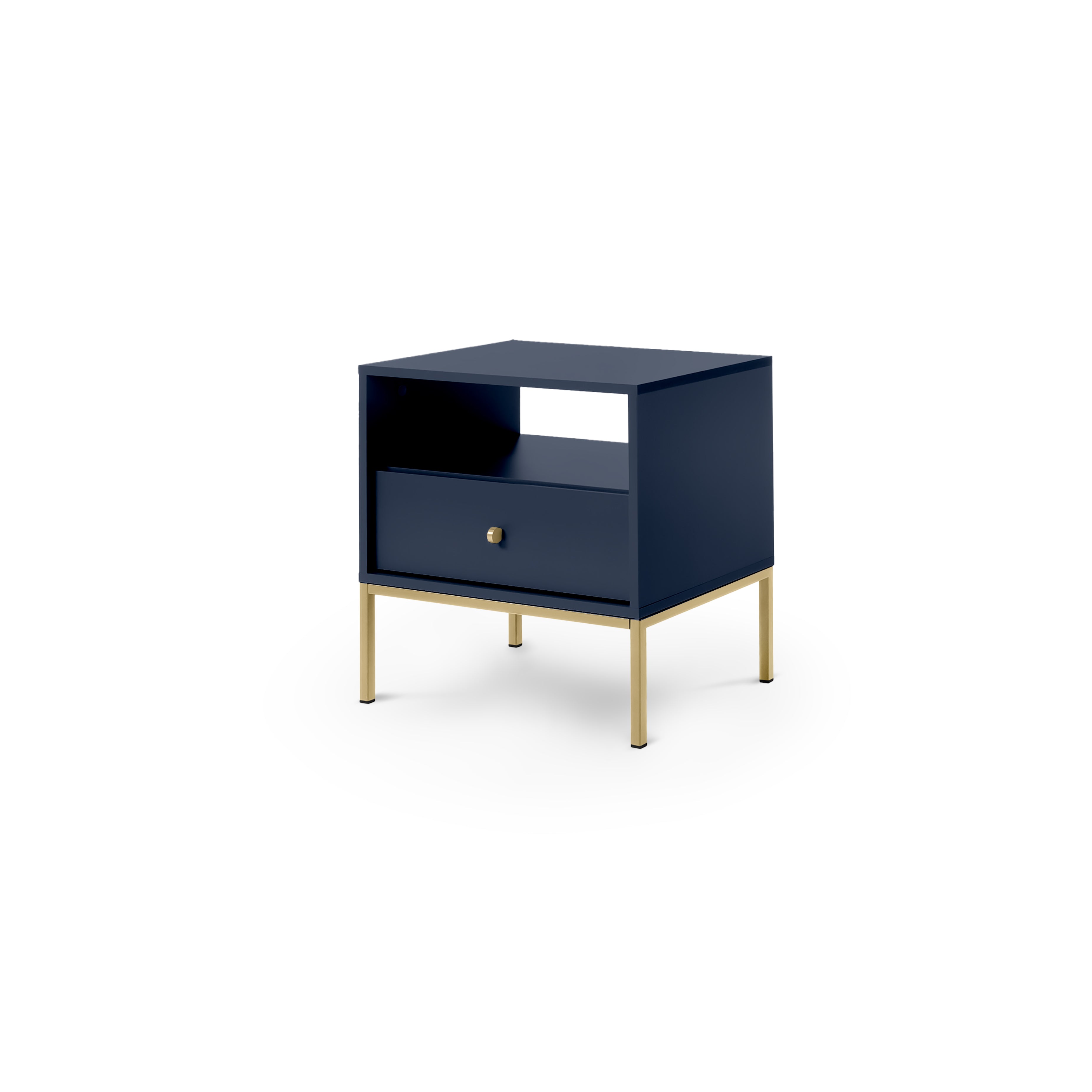 Szafka nocna z szufladą 54x57 cm w stylu modern classic | Kviat Granat Złota