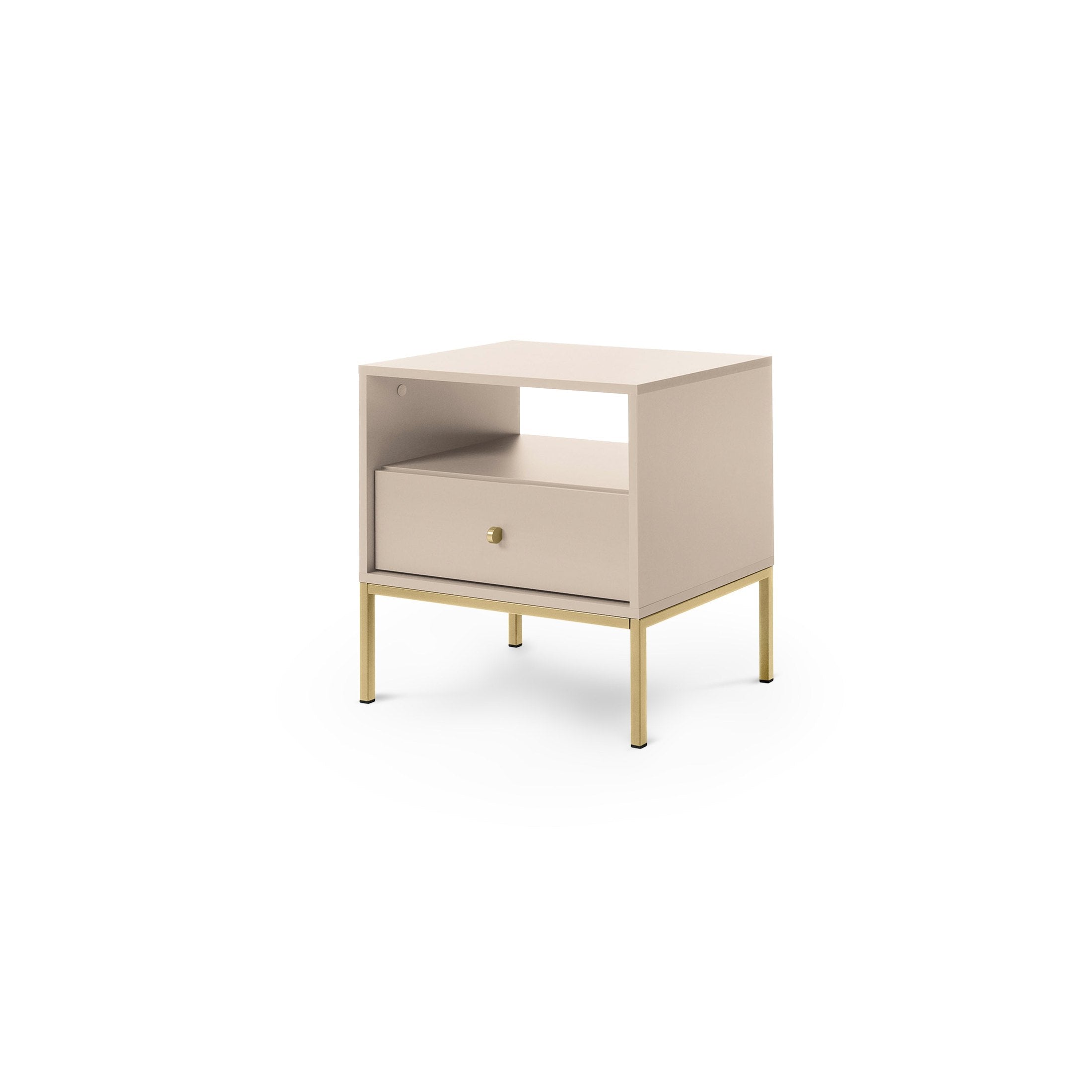 Szafka nocna z szufladą 54x57 cm w stylu modern classic | Kviat Beż Piaskowy Złota