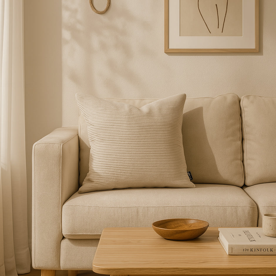 Poduszka dekoracyjna 45×45 cm w stylu scandi i boho | Sztruks