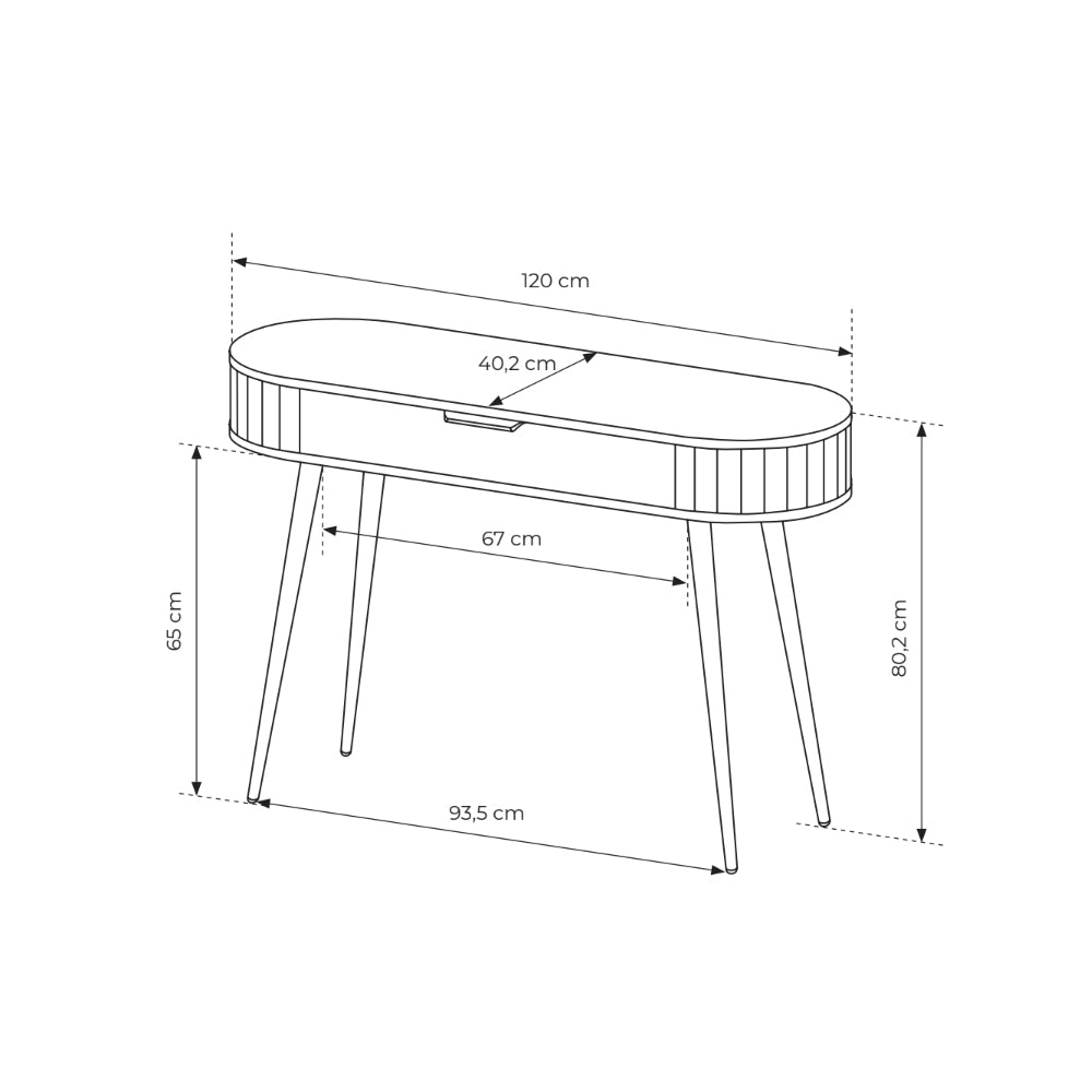 Dressing table with drawer 120x80 cm in Japandi style | Llovia
