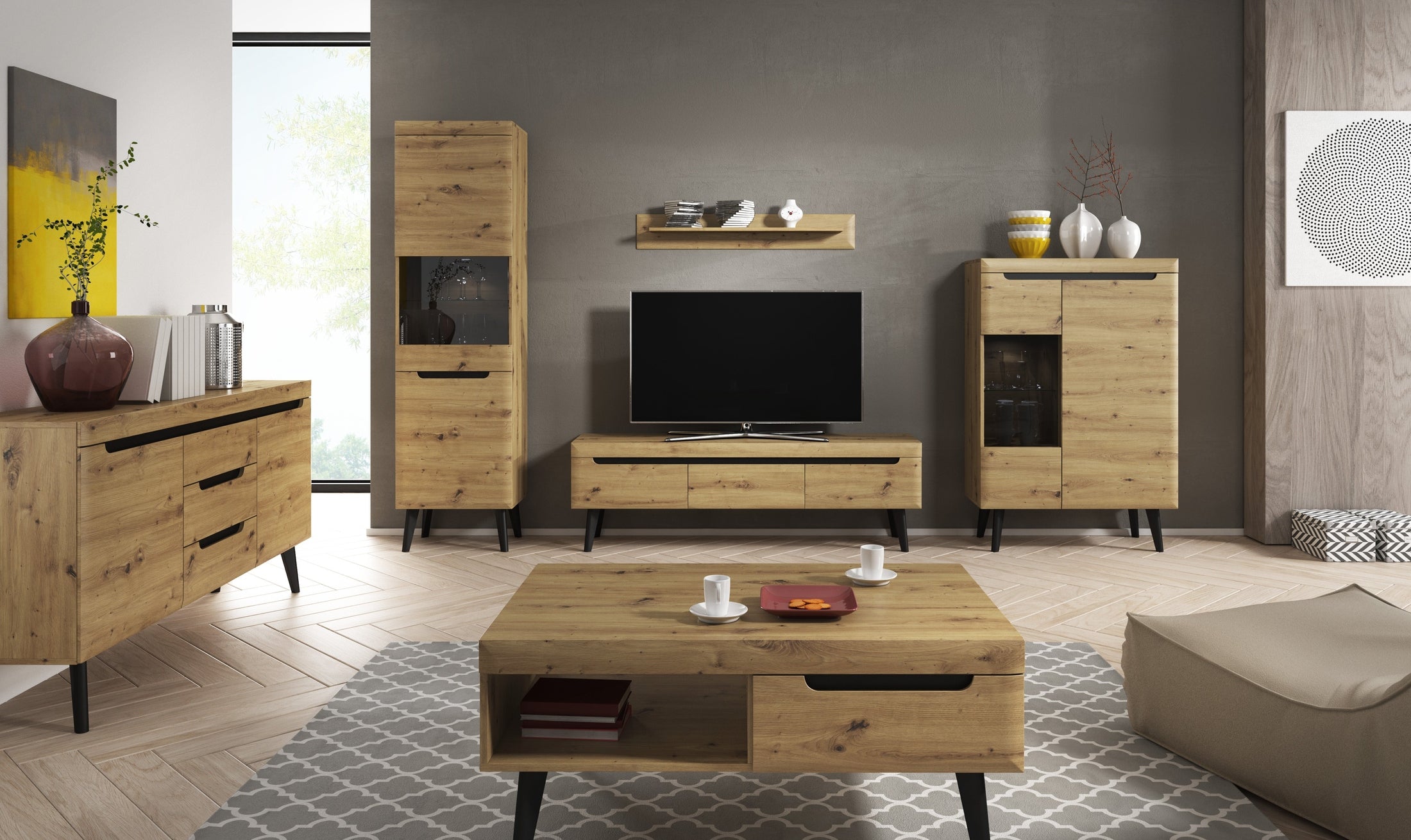 Szafka RTV pod telewizor 107x50 w stylu skandynawskim | Trava
