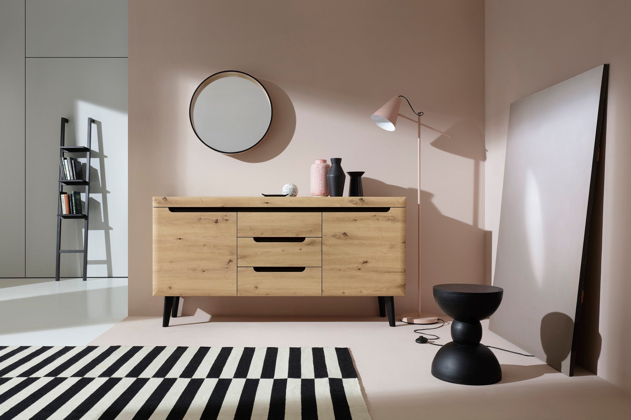 Komoda z szufladami i szafkami 160x83 w stylu skandynawskim | Trava