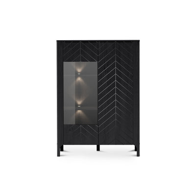 EKLIPSO display cabinet 103x145 with glazing in a modern style – colour Black with LED lighting | Pillovely