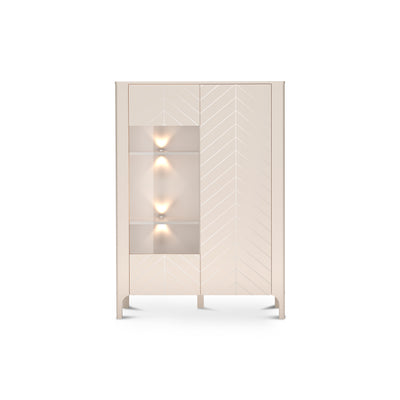 EKLIPSO display cabinet 103x145 with glazing in a modern style, colour Cashmere – front view with LED lighting | Pillovely