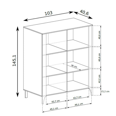 EKLIPSO display cabinet 103x145 with glazing in a modern style – dimension drawing | Pillovely
