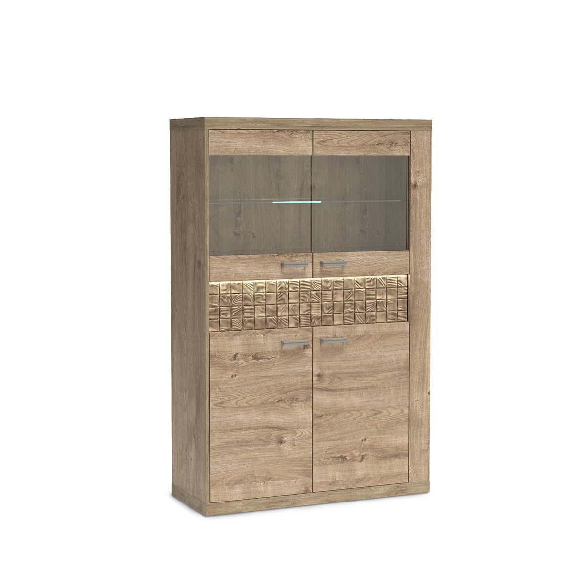 Korin display cabinet 102x160 with LED – lit glass shelf and front, display cabinet with LED lighting