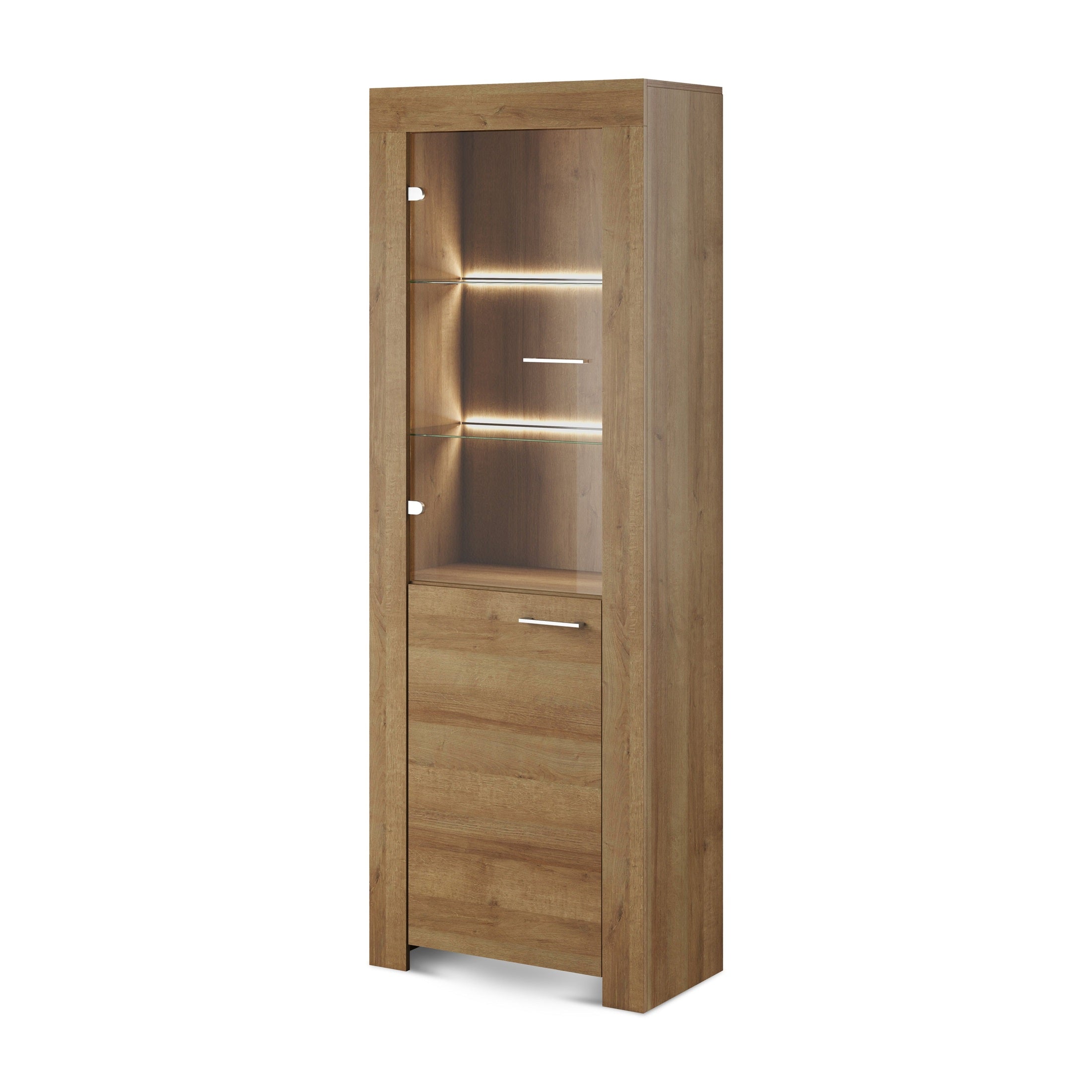 Witryna przeszklona 70x197 cm z oświetleniem LED w stylu nowoczesnym | Gorky