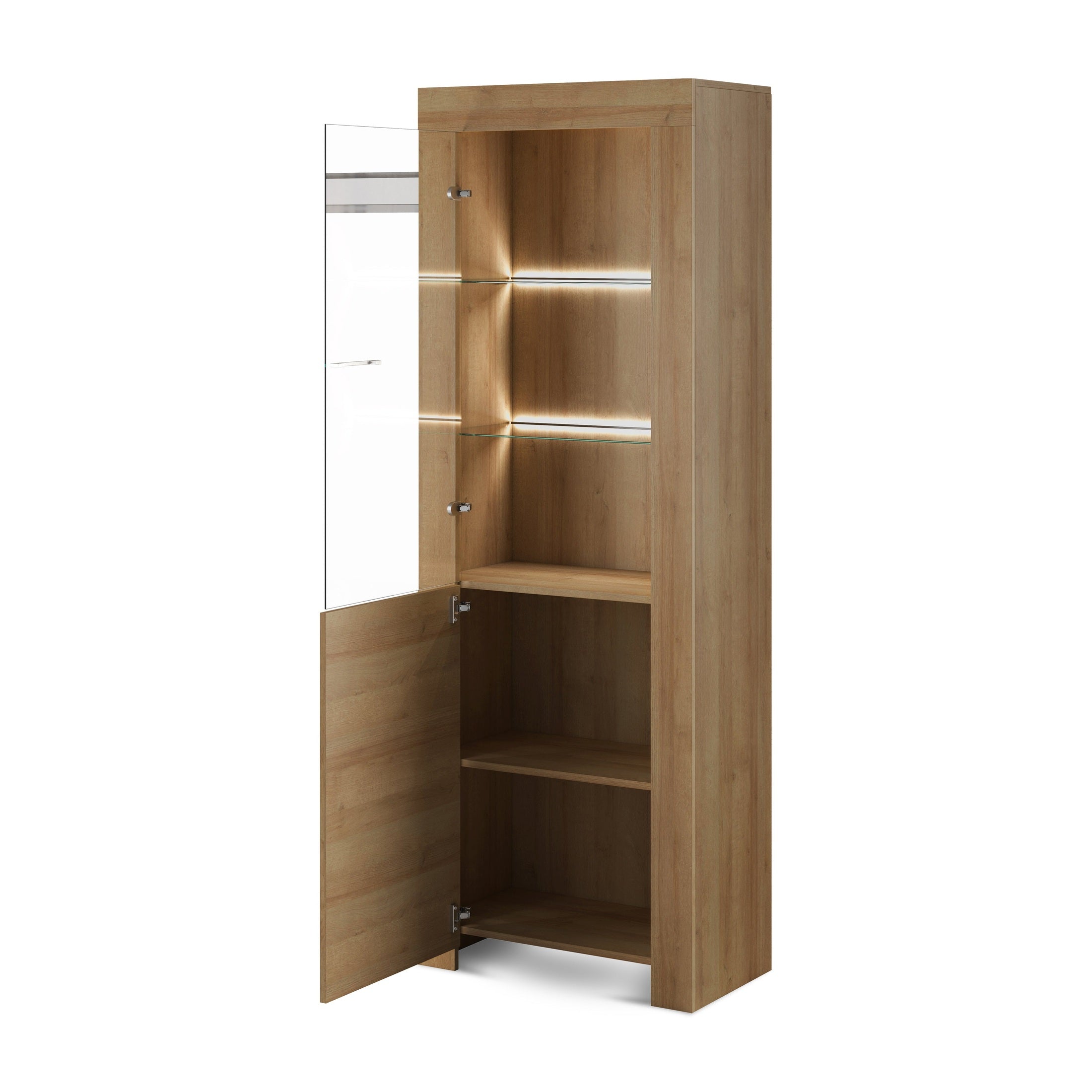 Witryna przeszklona 70x197 cm z oświetleniem LED w stylu nowoczesnym | Gorky