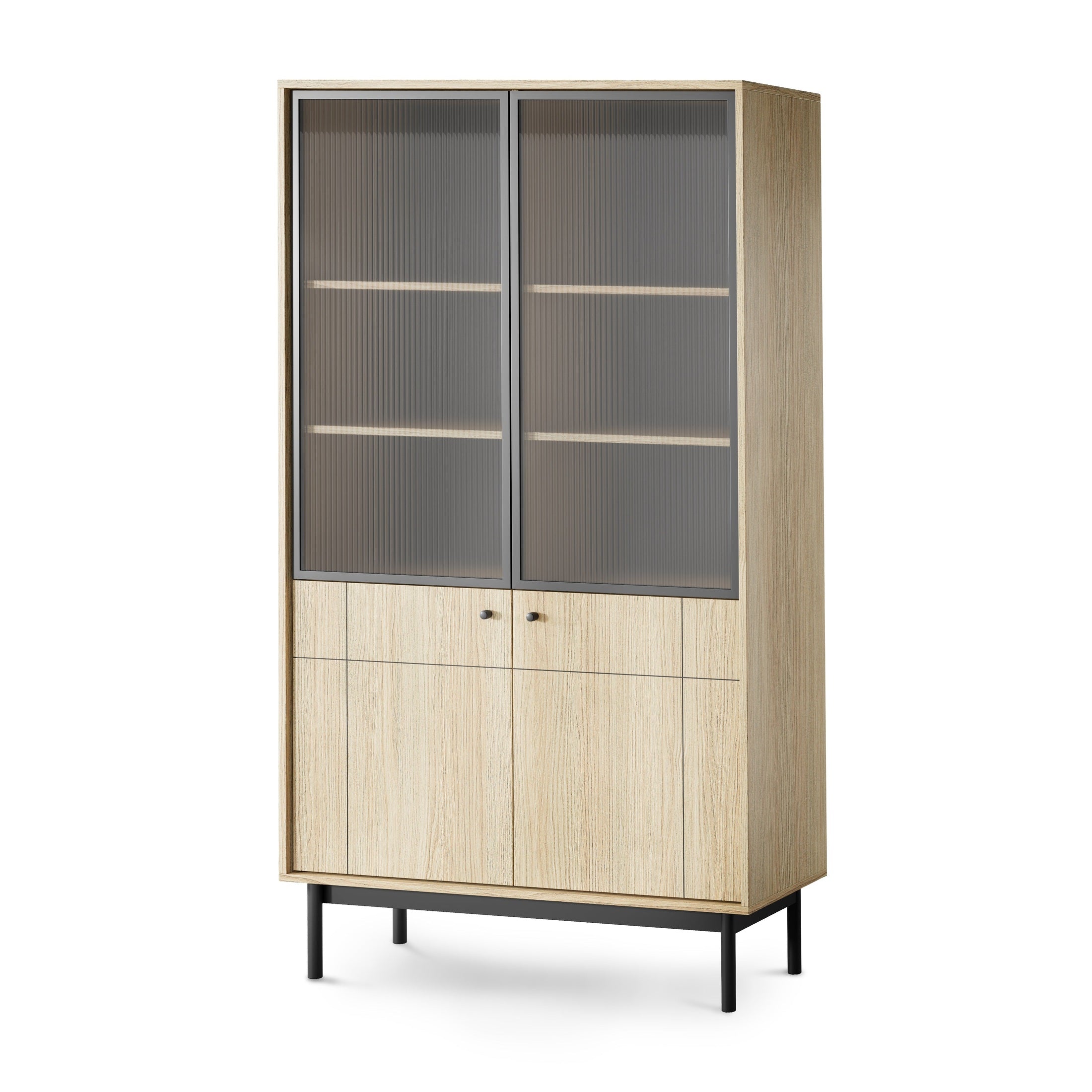 Witryna przeszklona 104x185 cm w stylu japandi | Sabi Dąb Linea