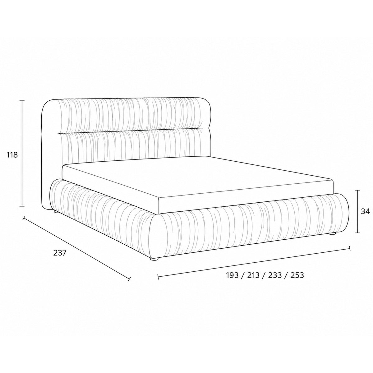 Upholstered pleated bed with storage in a modern style | Drapori