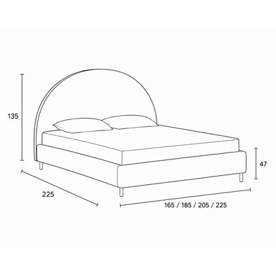 Upholstered bed with a semicircular headboard and storage in a soft modern style | Zora