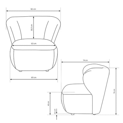 Relaxation armchair 82x74 cm in Japandi style | OLEMO