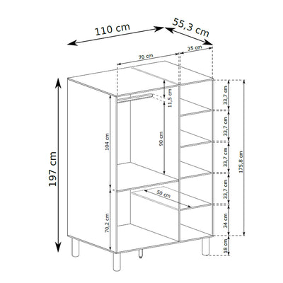 Spacious wardrobe 110x197 in Scandinavian style | FJORD