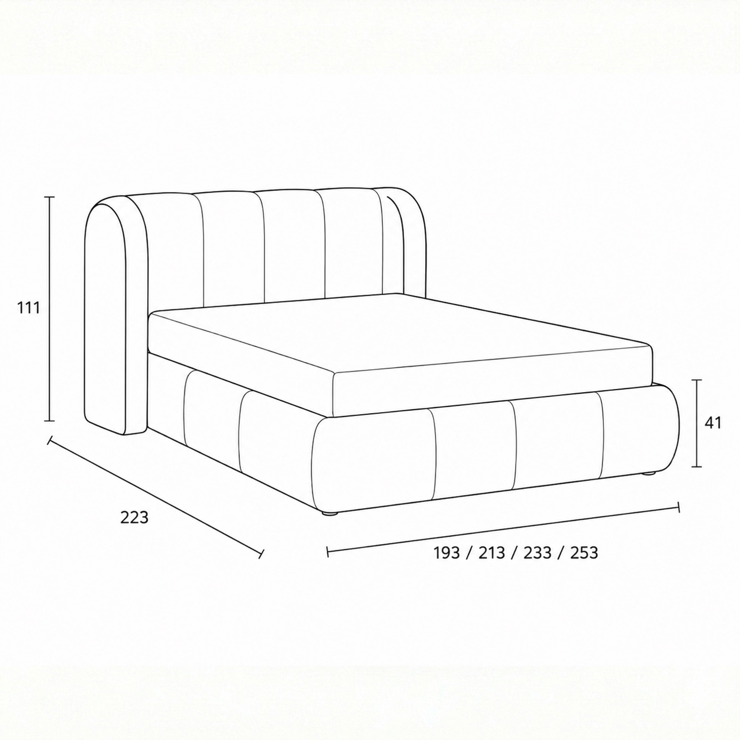Upholstered bed with vertical tufting and storage in a soft modern style | Ventara