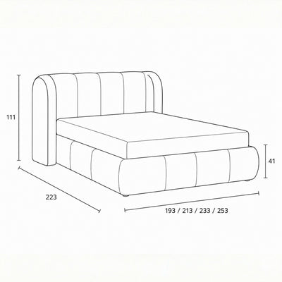 Upholstered bed with vertical tufting and storage in a soft modern style | Ventara